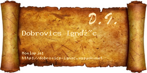 Dobrovics Ignác névjegykártya